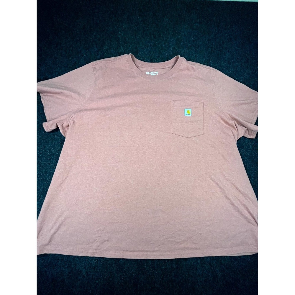 Carhartt Iconic K87 Pocket T Shirt Womens 3X(24-26) Heather Pink Logo Loose Fit